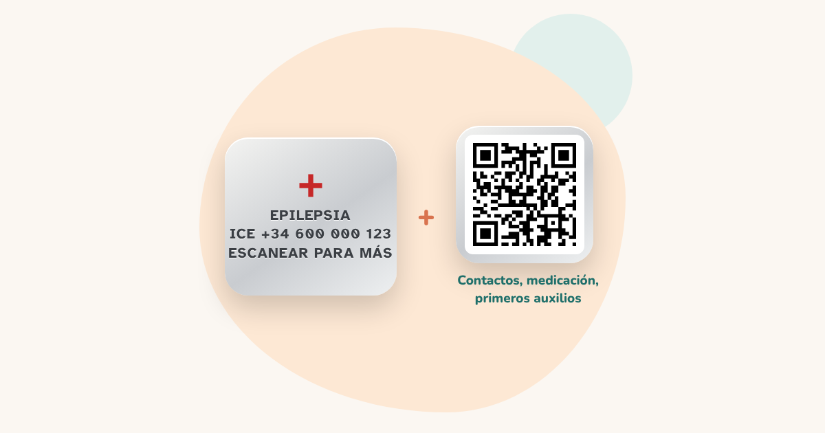 Una chapa de identificación médica grabada junto a una chapa con código QR